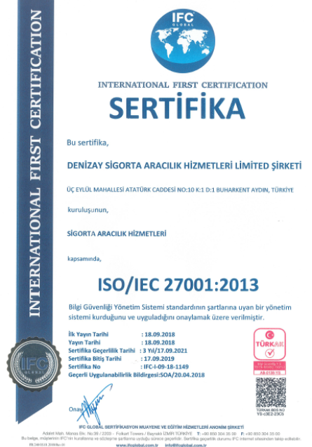 Denizay Sigorta | Sertifika - ISO 27001